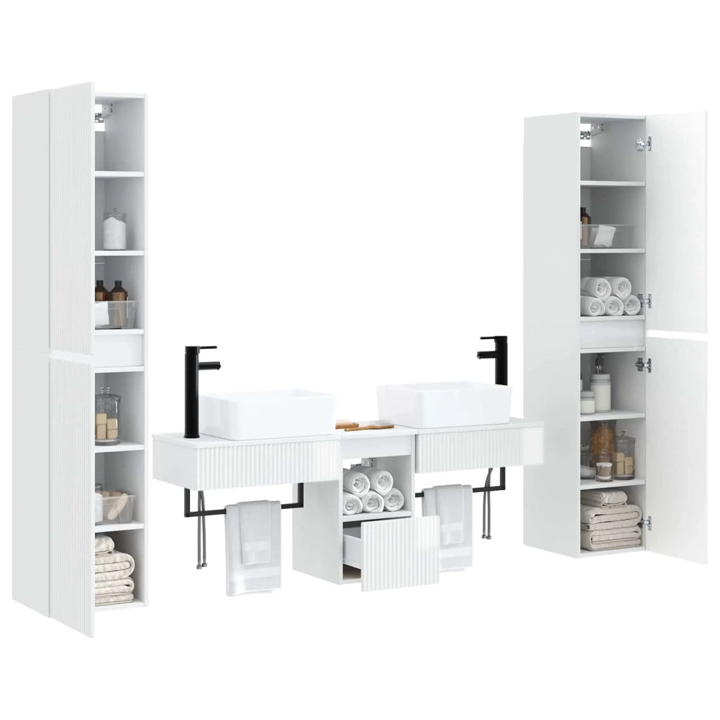 Set di mobili per il bagno 5 pz Bianco Lucido 3406017