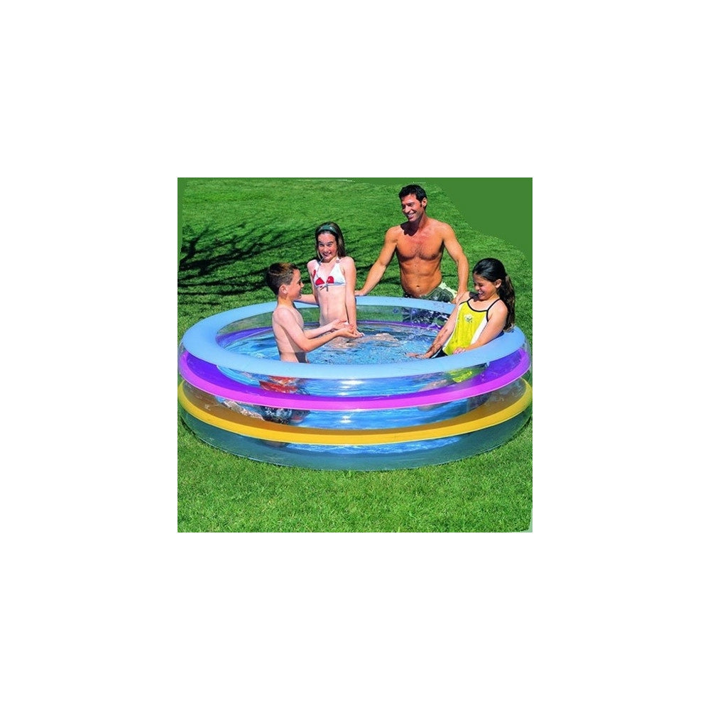 Trade Shop - Piscina Gonfiabile Rotonda Fuori Terra 3 Anelli In Vinile 152 X 51 Cm -