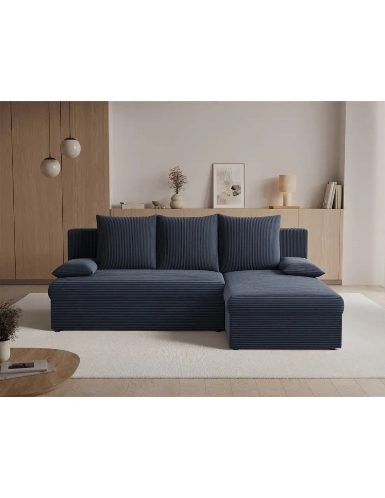 Divano ad angolo Grigio scuro 3 posti in schiuma T30 206x90x146cm GINA