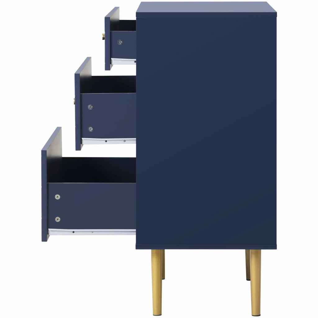 Comodino Cassettiera a 3 Cassetti con Gambe Alte in Metallo per Camera e Salotto 75 × 40 × 89 cm