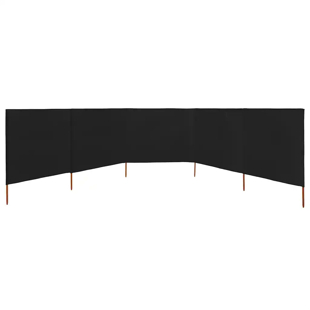 Paravento a 5 Pannelli in Tessuto 600x80 cm Nero CFW2869061