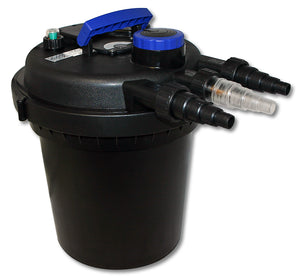 Filtro a pressione per laghetti 6000l 11W UVC 10W ECO Pompa 25m Tubo Skimmer Fontana