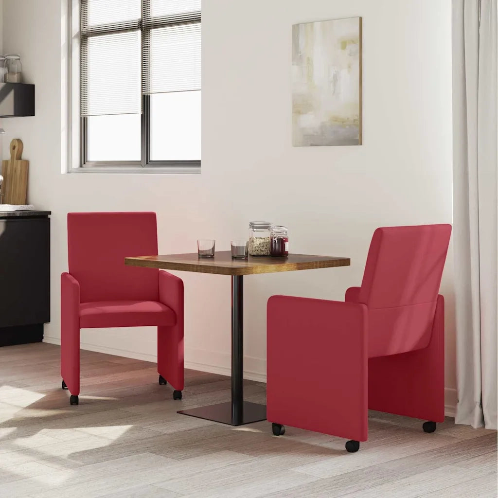 Sedie da Pranzo con Ruote 2 pcs Rosso vino 57 x 66 x 94 cm 42017820