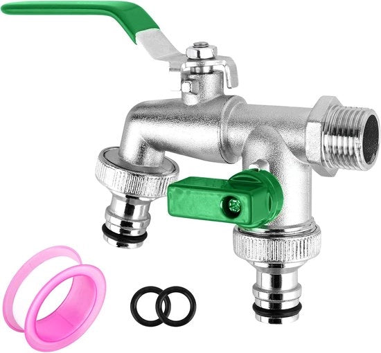 Bicchiere Esterno 1/2 pollice - Ottone - con 2x 3/4 pollice Flessibili - Resistente all'Umido e al Gelido - per Verdure
