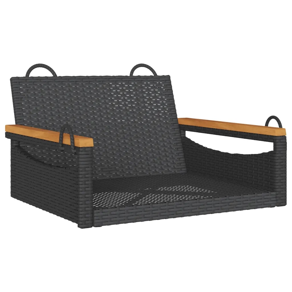 Panchina a Dondolo Nera 63x62x40 cm in Polyrattan 368161