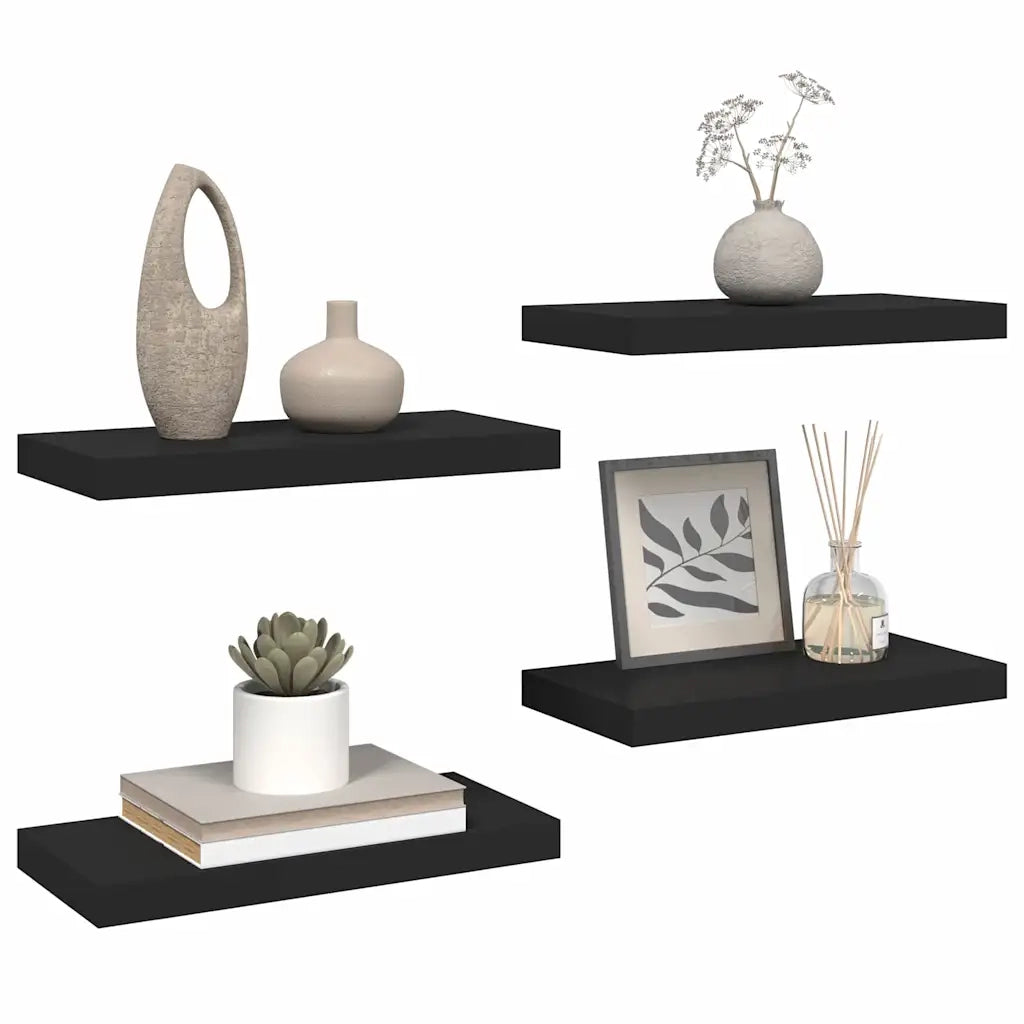 Scaffali a Parete 4 pz Neri 50x23x3,8 cm in MDF 323831