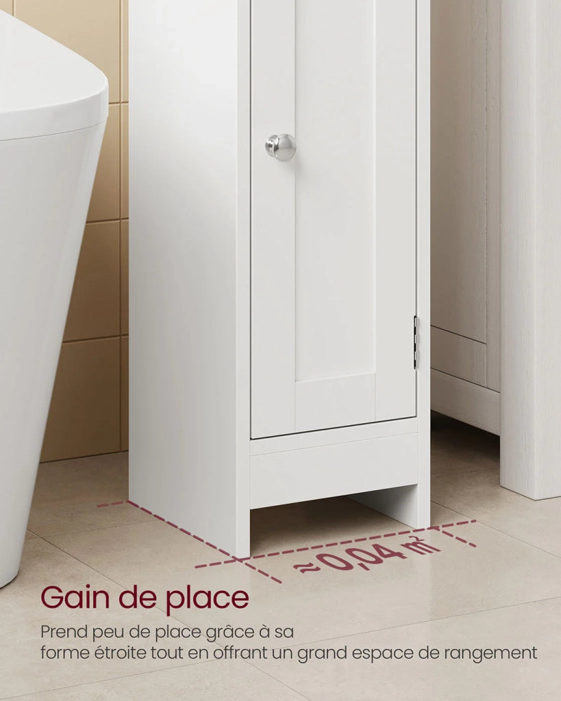 Mobiletto da bagno mobiletto per WC 18 x 20 x 80 cm mobiletto sottile mobiletto alto ripiani regolabili salvaspazio montaggio facile bianco 12_0006469