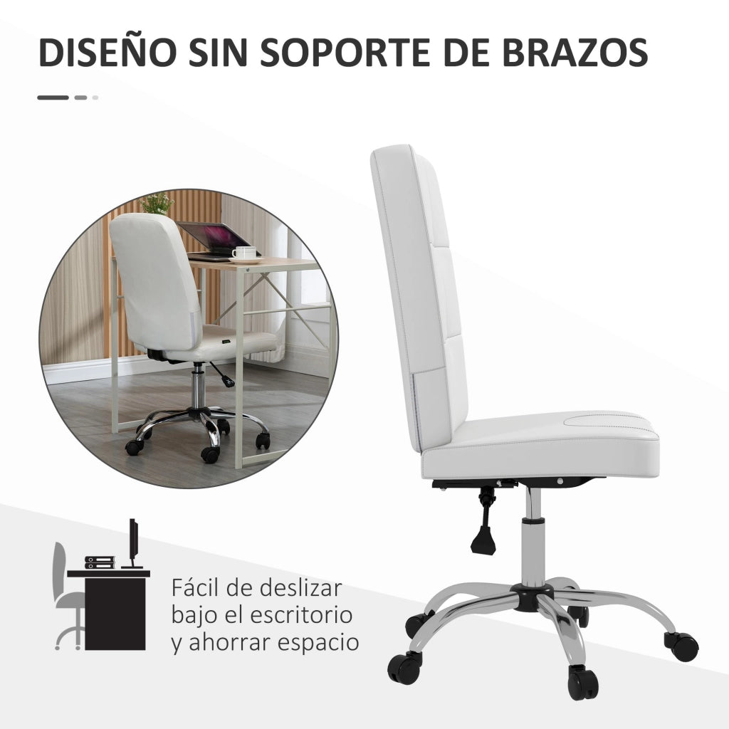 Sedia da Ufficio Girevole in Similpelle ¨C zephmum ¨C Bianco 45x59x90-100 cm