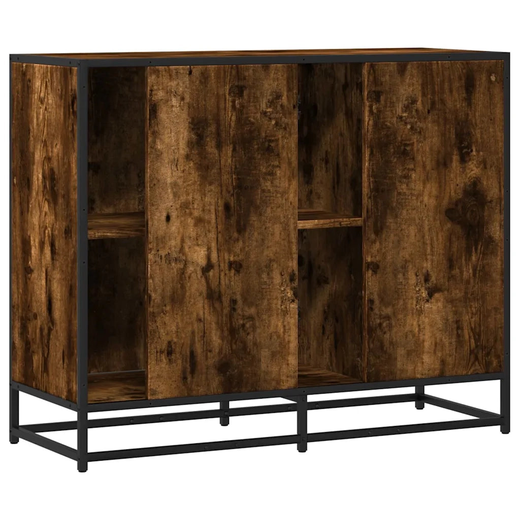Credenza Rovere Fumo 92x35x76 cm in Legno Multistrato 849021