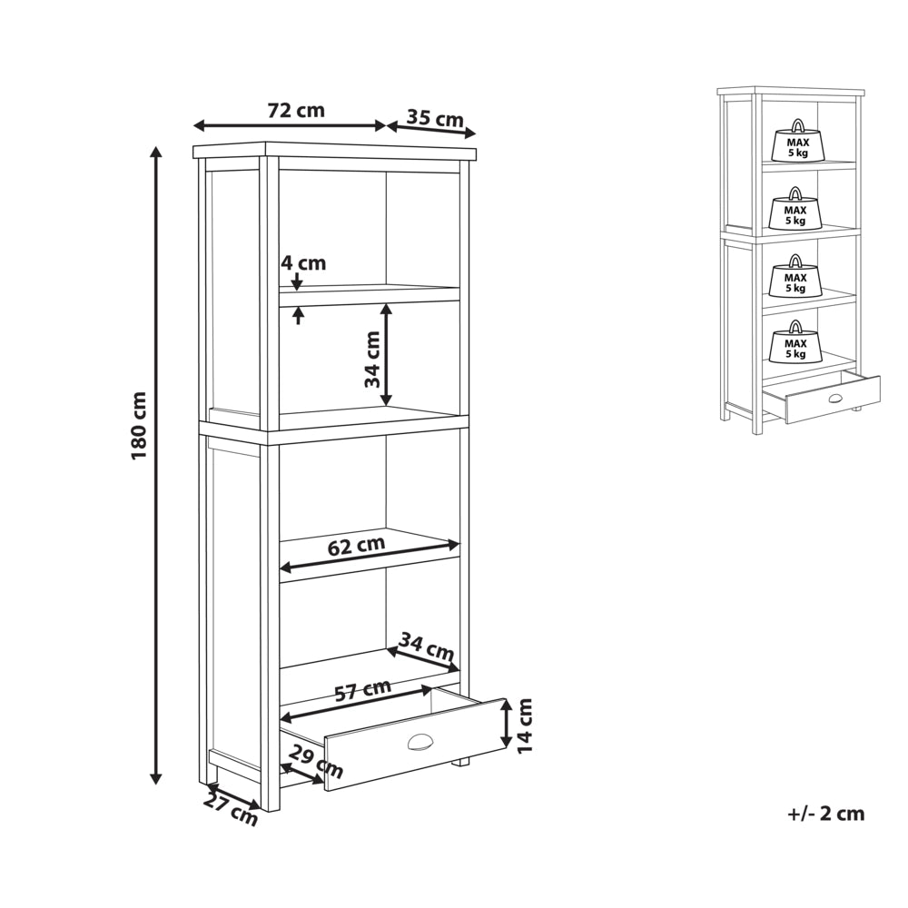 Libreria in Truciolare di Legno Chiaro Grigio 4 Ripiani Contenitori Corti Stile Scandinavo Tradizionale