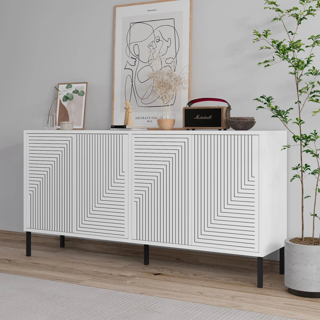 Credenza in legno "Evolet" - 150 x 36 x 75 cm - Bianco