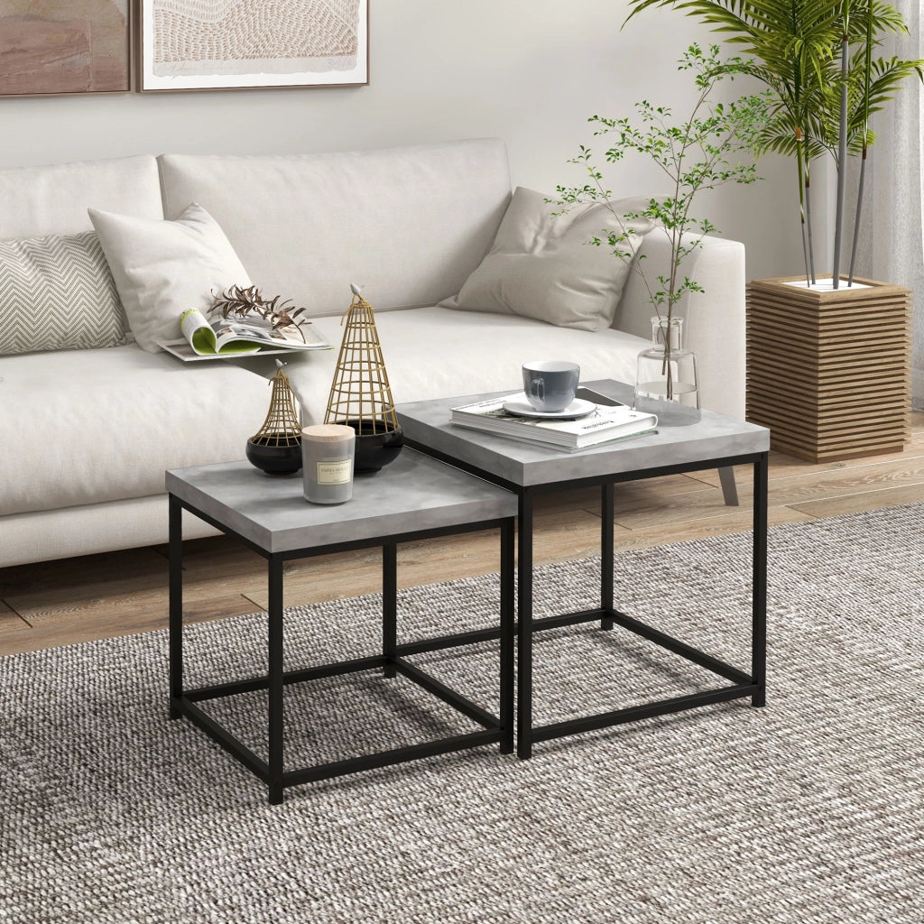 Tavolino da salotto ¨C zephmum ¨C grigio metallo legno
