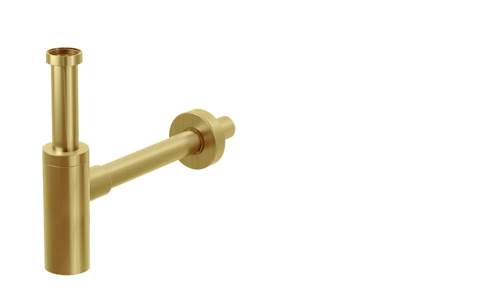 Sifone per lavabo e bidet del bagno, modello minimal in acciaio inox 304 - cromato Colore: Oro spazzolato PVD