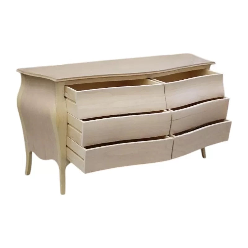 Cassettiera classica bombata in legno 6 cassetti grezzo l.162 p.58 h.85 (3246) - Mobili 2G