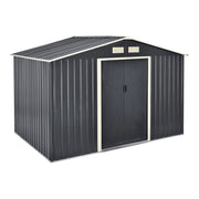 Casetta da Giardino Deposito Attrezzi da Esterno in Lamiera 277x191x192 cm - Grigio Scuro [en.casa]