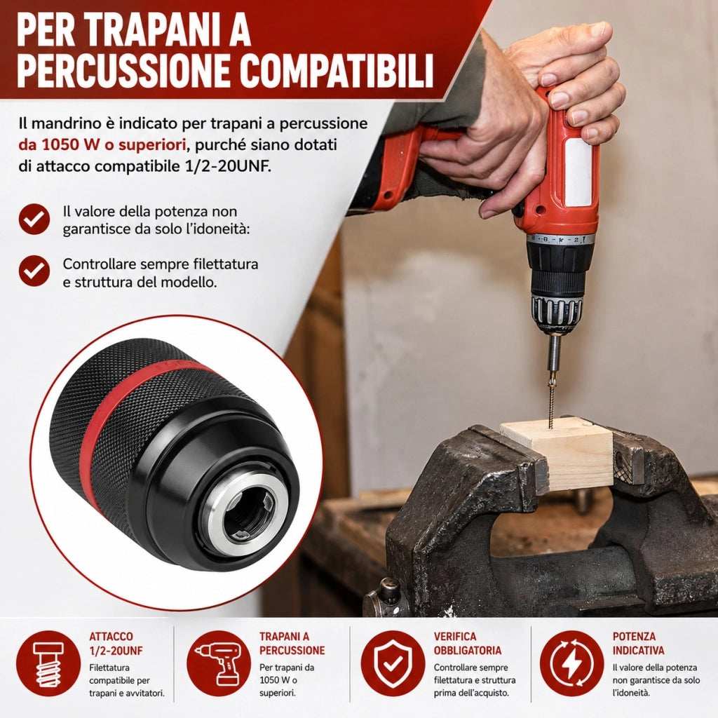 Mandrino Autoserrante Trapano 2-13 mm Attacco Filettato  1/2-20UNF 82203