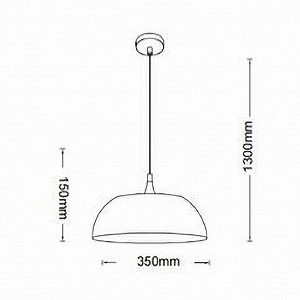 Trade Shop - Lampadario A Sospensione Soffitto E27 Ferro Paralume Moderno Elegante Cupola B90 - Bianco