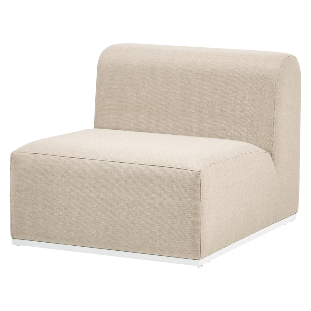 Set da salotto modulare in tessuto per esterni 7 posti reversibili struttura in alluminio beige da giardino