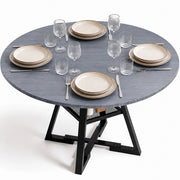 Tavolo per Sala da Pranzo Tondo Grigio con Ripiano Portaoggetti 120x120x76cm