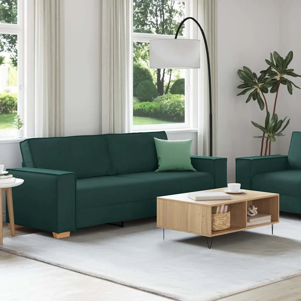 vidaXL Set di Divani 2 pz con Cuscini Verde scuro in Tessuto