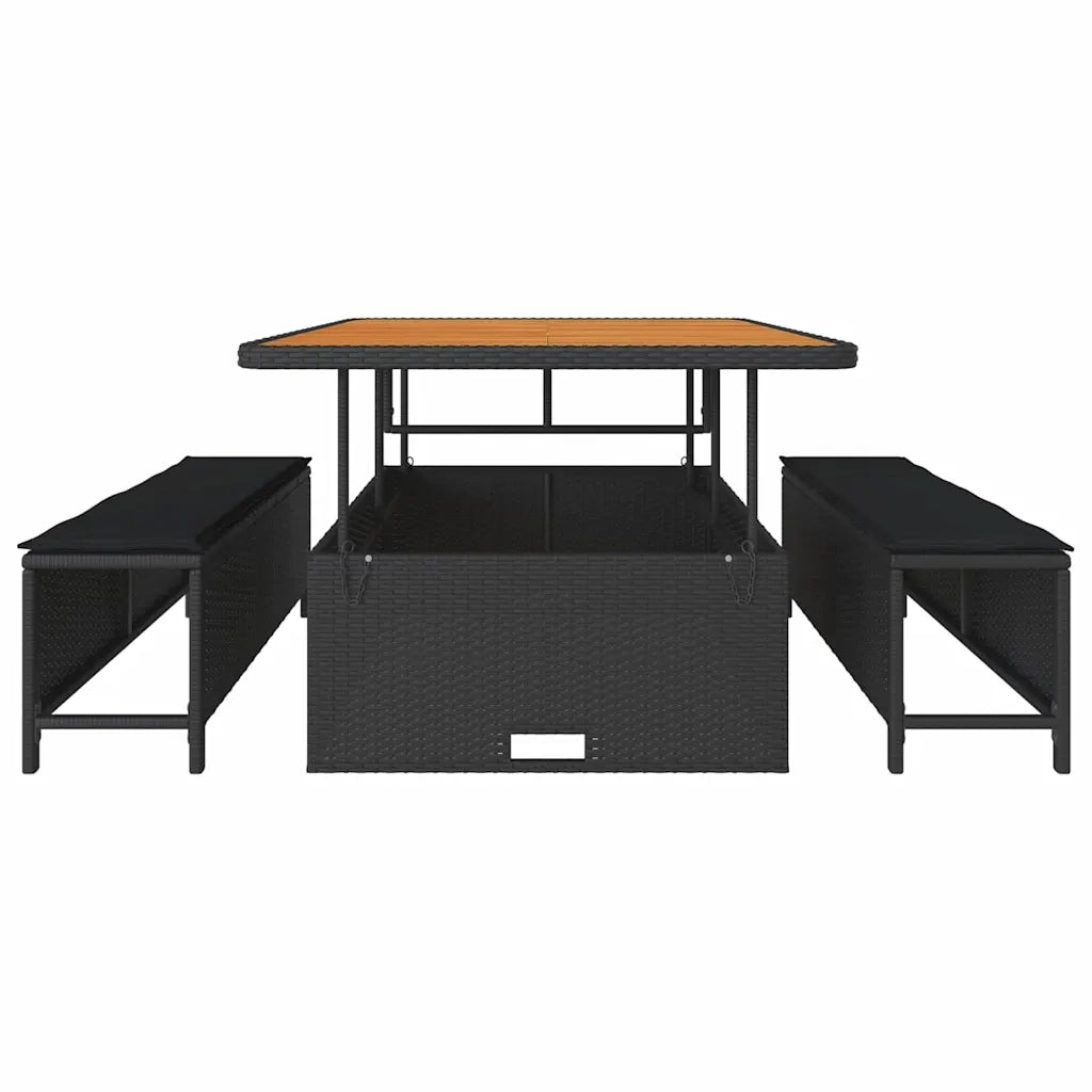 Set da Pranzo per Giardino | Set Salotto da Giardino Nero polyrattan