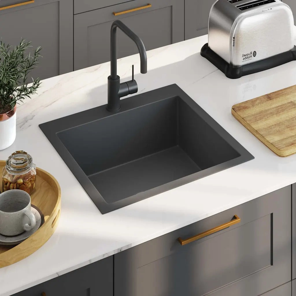 Lavello da Cucina Lavorato a Mano Nero Acciaio Inox cod mxl 52583