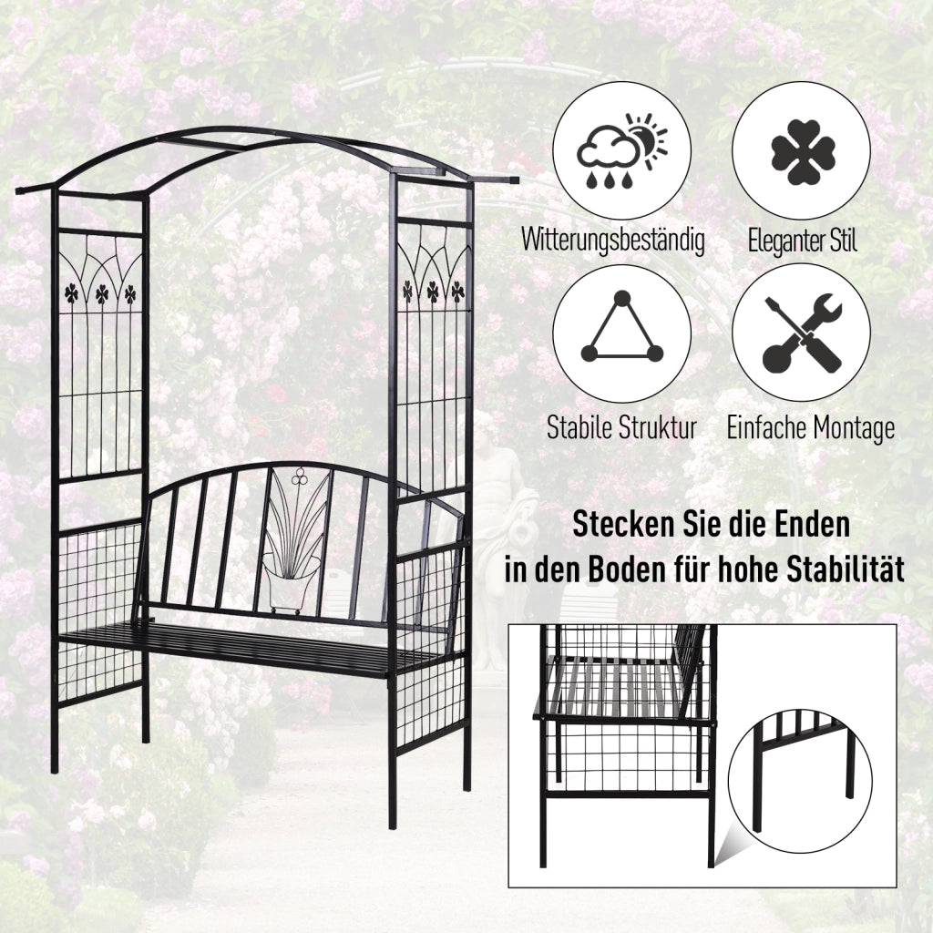 Arco con Panca ¨C zephmum ¨C Nero, Metallo, 154x60x205 cm