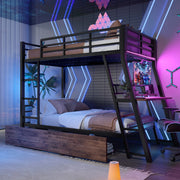 Letto a soppalco 90x200 cm con LED, cassetti e scrivania