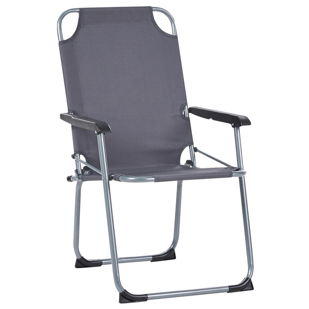 Set di 4 sedie da giardino Moderna struttura in acciaio verniciato a polvere opaco Resistente alla ruggine Pieghevole grigio