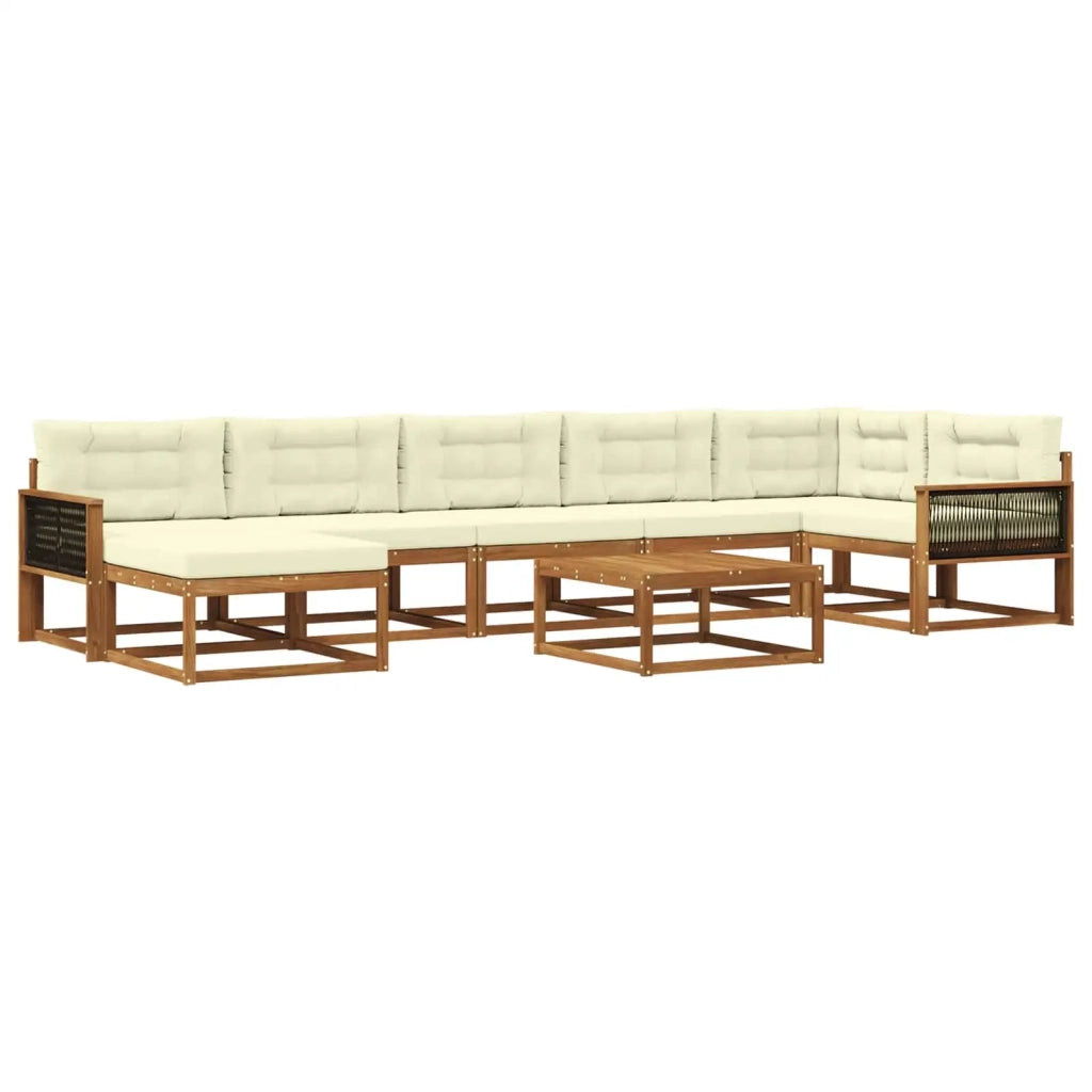 Set di divani da esterno con cuscino 8 pcs Naturale e Crema