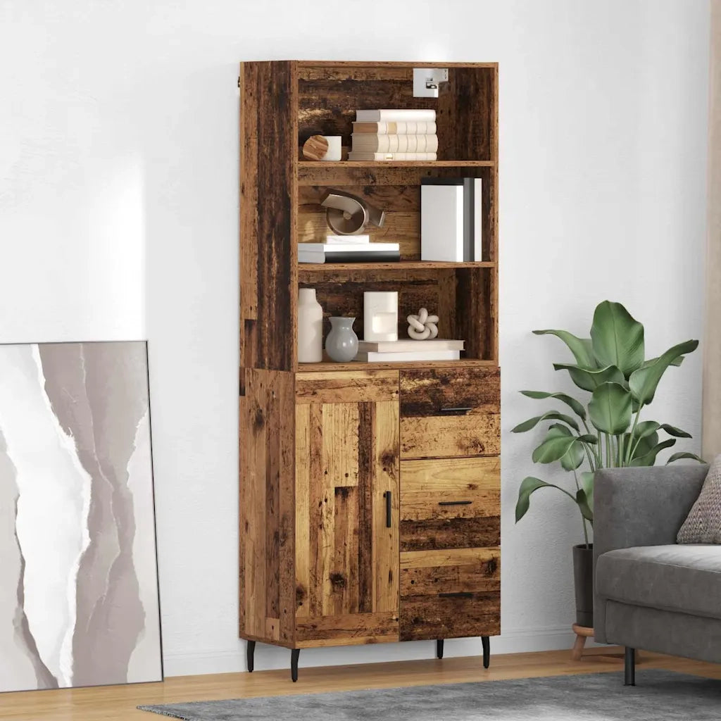 Credenza con Cassetto-Buffet-Armadio da cucina Legno vecchio 69,5 x 34 x 180 cm 639024