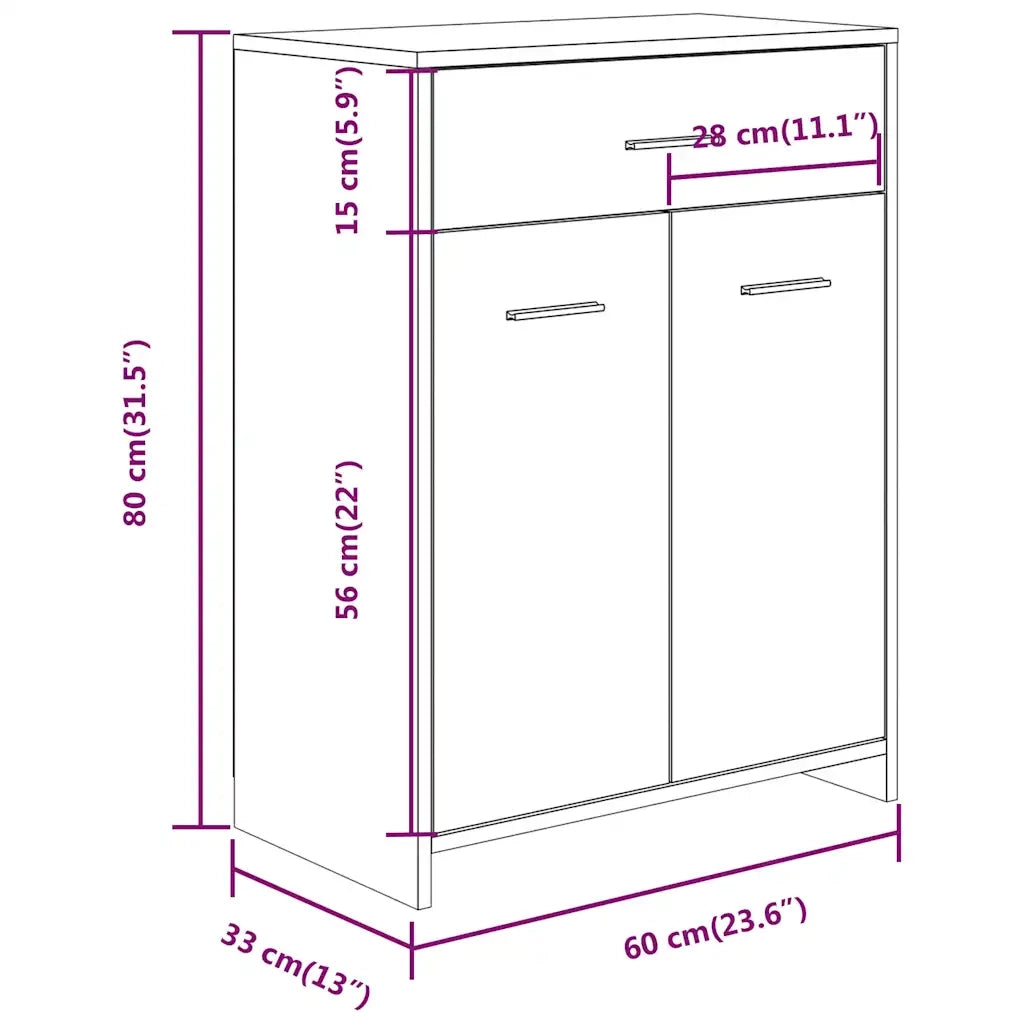 Armadietto Bagno Grigio Sonoma 60x33x80 cm in Legno tecnico 815664