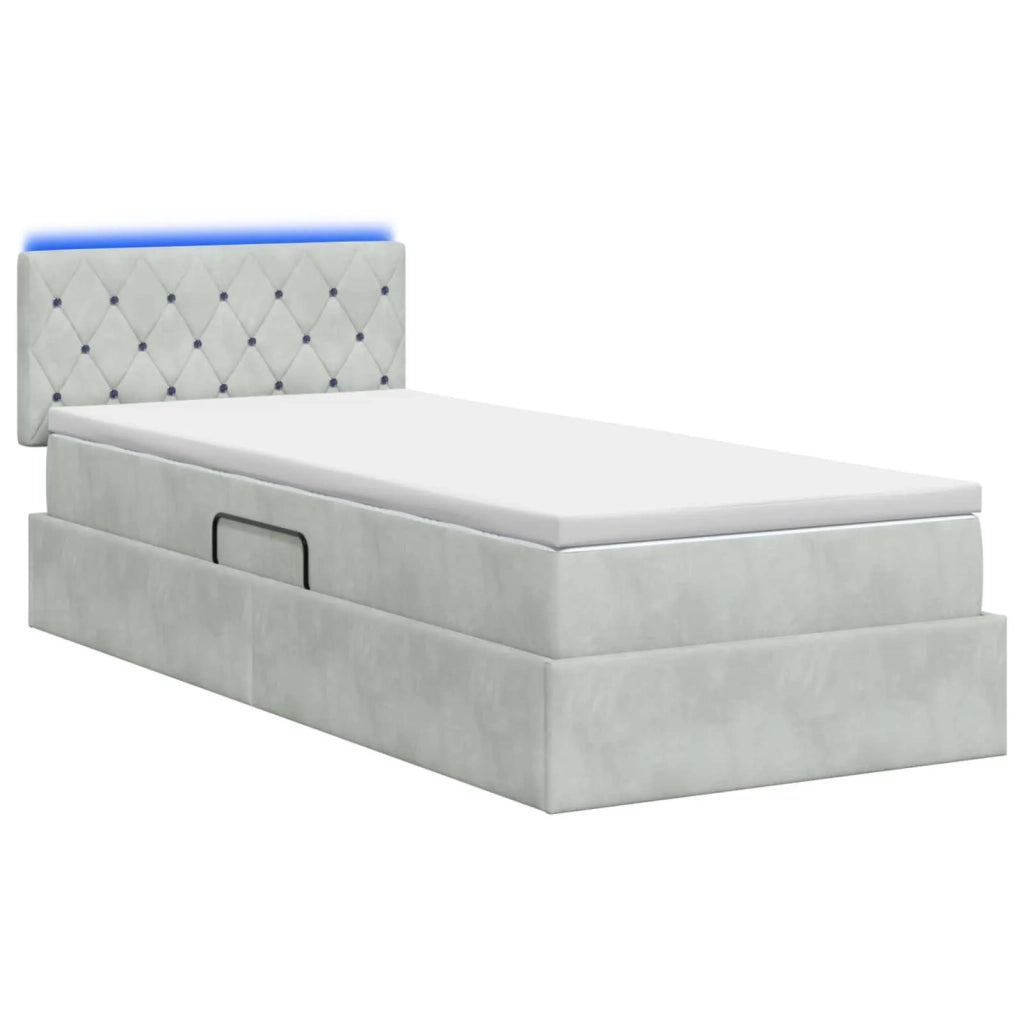 Letto con contenitore LED e materasso Grigio Chiaro 90 x 200 cm 3459162
