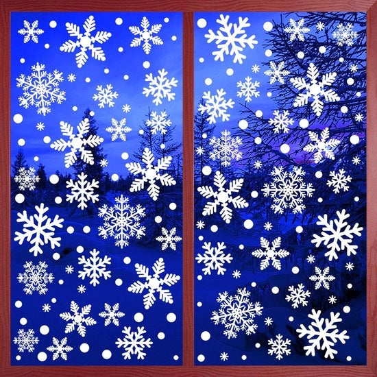 Decorazioni per finestre a forma di fiocco di neve - Decorazione natalizia - 222 pezzi - PVC statico