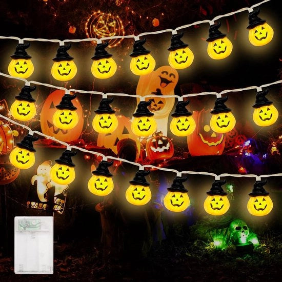 Decorazione di Halloween - Filo di luce pompon 3 metri 20 led - Catena di luce pompon per interni e esterni