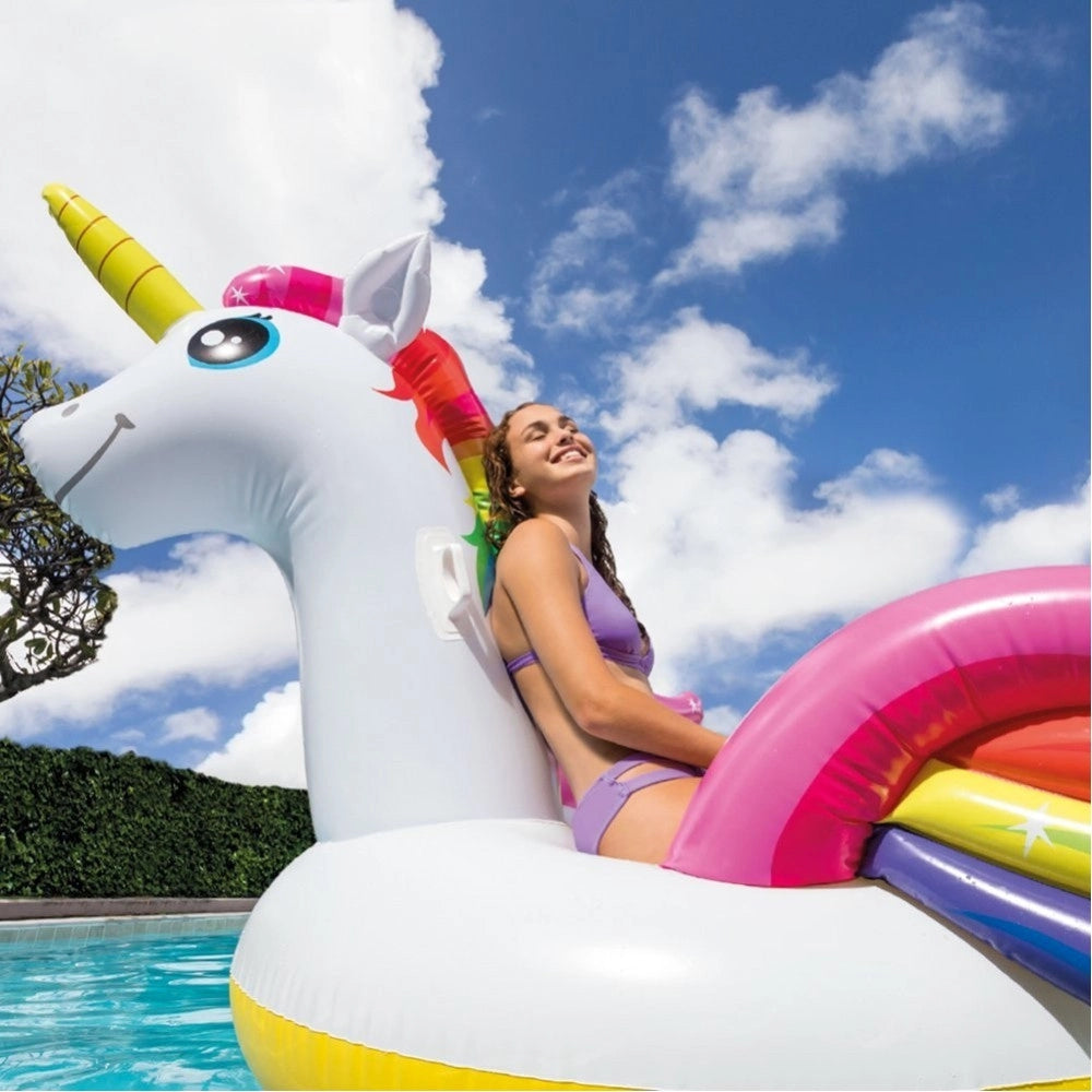 Trade Shop - Unicorno Gonfiabile Gigante Isola Materassino Mare Piscina 224x164 Cm -