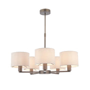 Lampadario 5 luci bronzo antico paralumi lino E14 Daley