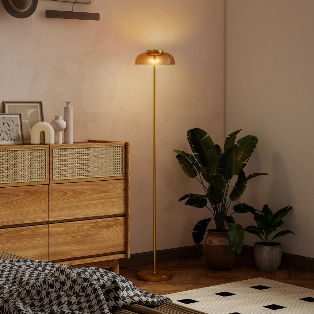 Lampada da terra LED per soggiorno ¨C zephmum ¨C ottone 25x25x134 cm