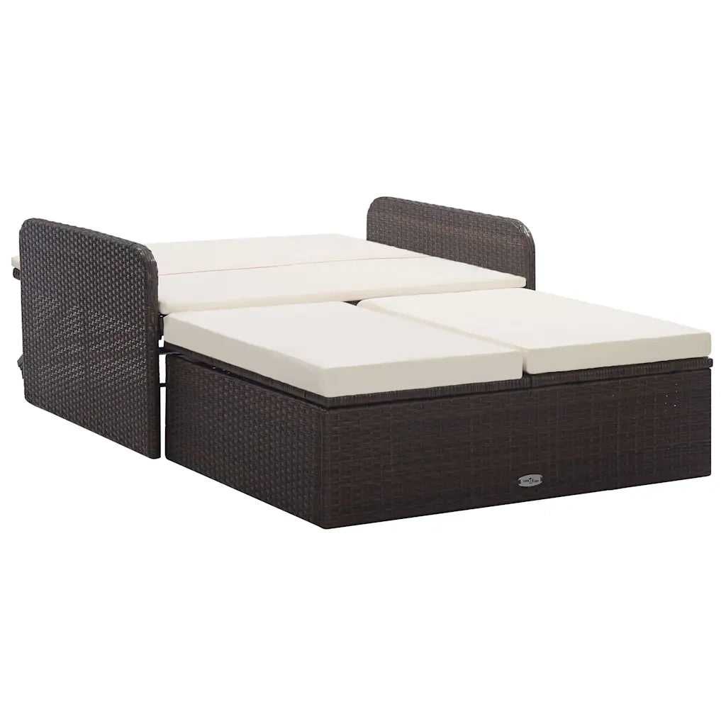 Set Divani da Giardino 2 pz con Cuscini in Polyrattan Marrone 46079