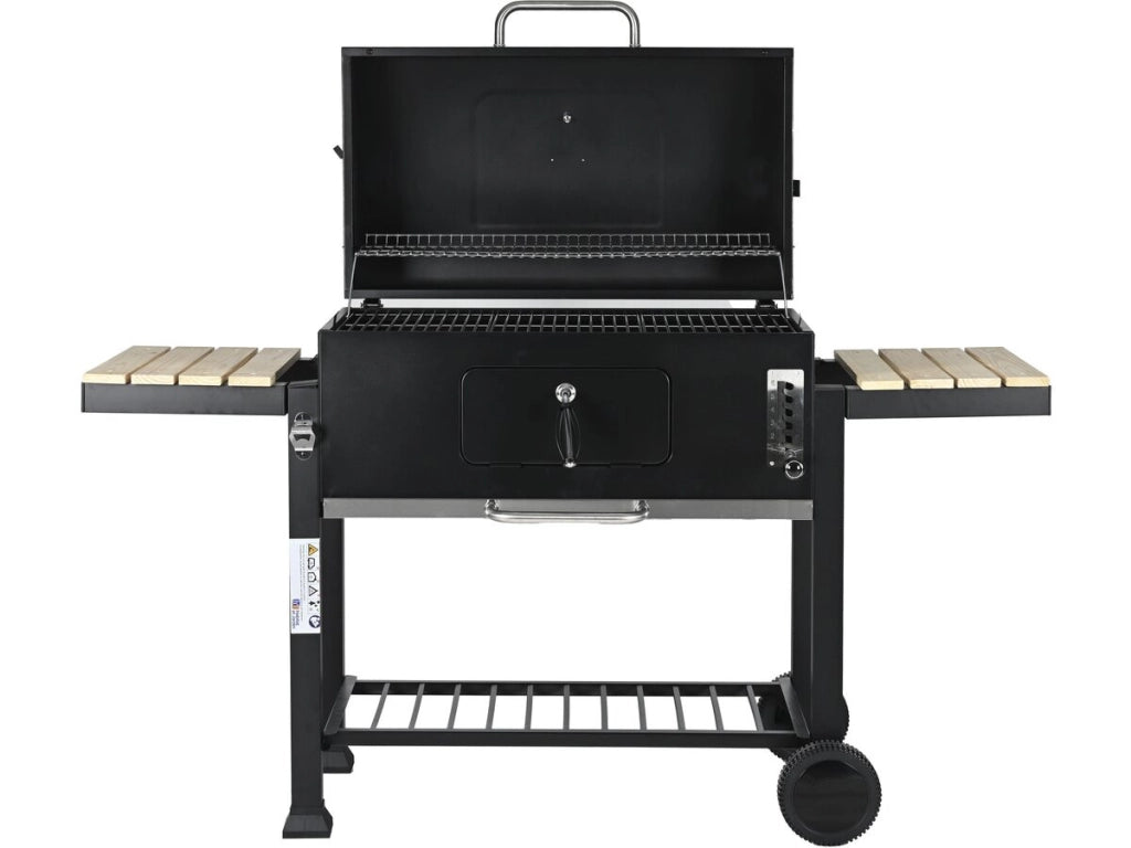 Barbecue a carbonella "Marquis" con ripiani laterali e griglie regolabili - Nero