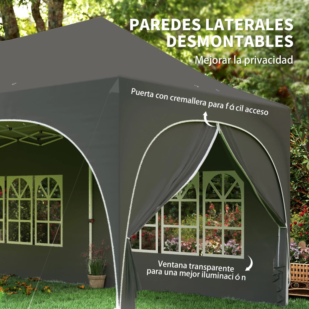 Tenda da Giardino Pieghevole ¨C Minimal ¨C Grigio Scuro 6x3 m
