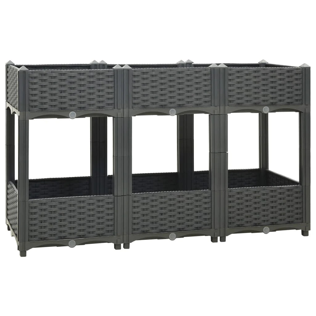 Fioriera rialzata per piante e fiori giardino 120 x 40 x 71 cm polipropilene grigio scuro 02_0000908