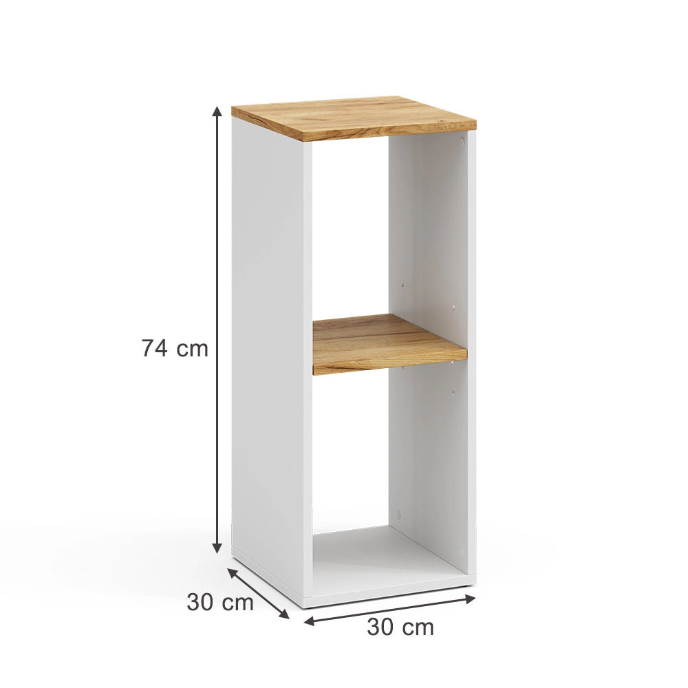 Vicco Scaffale Rovere bianco/dorato 30 x 74 cm con 2 scomparti aperti