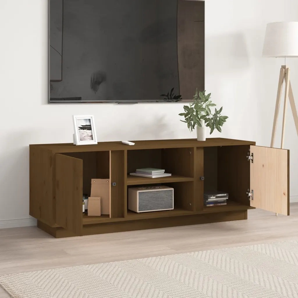 Mobile Porta TV Miele 110x35x40,5 cm in Legno Massello di Pino cod mxl 26423