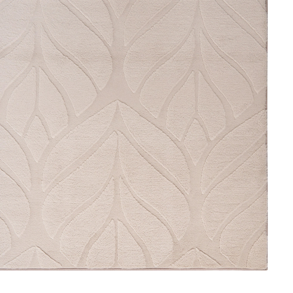 Tappeto in pelliccia sintetica di coniglio beige in poliestere, 160 x 160 cm, quadrato, morbido e a pelo lungo, motivo a foglie