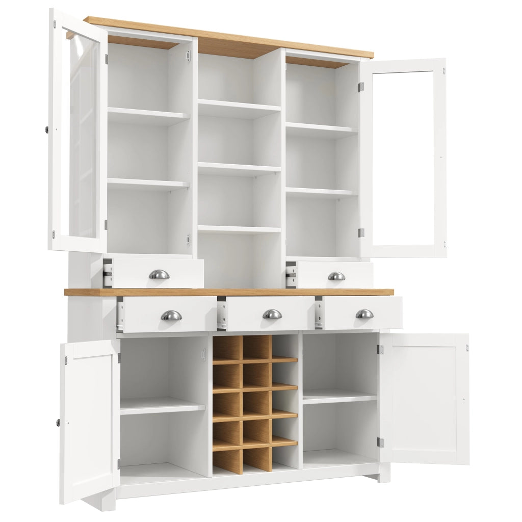 Mobile Multiuso con Anta in Vetro e Portabottiglie ¨C MINIMAL ¨C Bianco, Soft-Close, Maniglie in Metallo