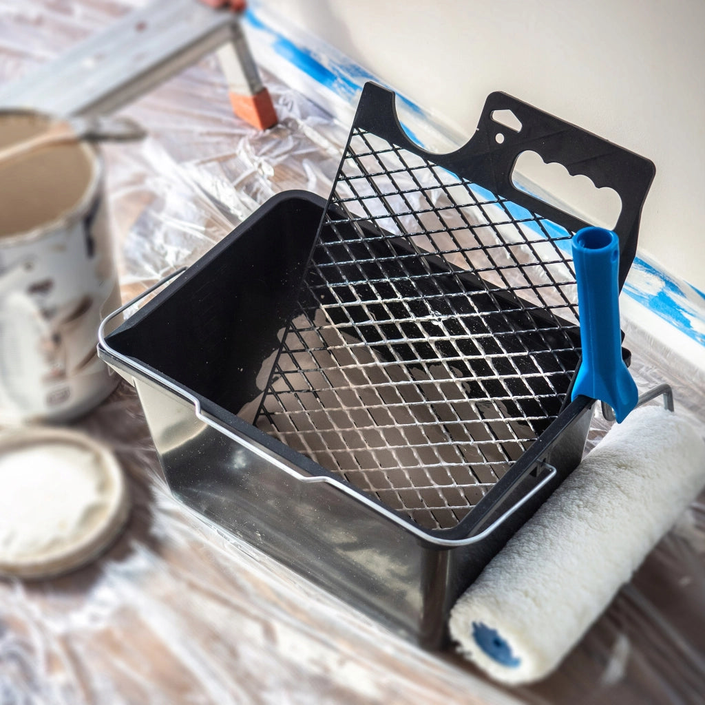 Griglia per pittura grande KADAX 280x390 mm per rullo da 25 cm, 3 pezzi con supporto per secchio