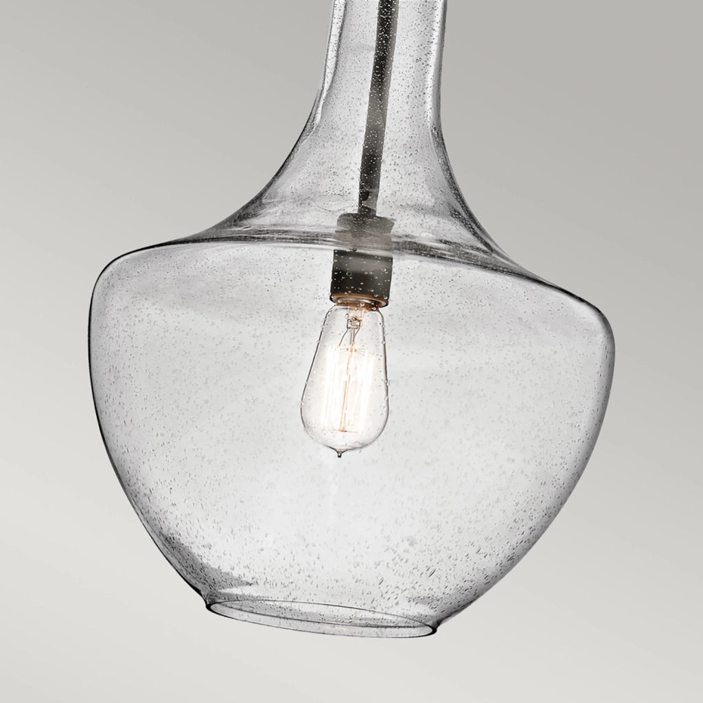 Sospensione Contemporanea Everly In Acciaio Bronzo Antico Vetro 1 Luce E27