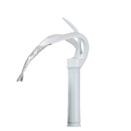 NAVIS | Rubinetto da bagno a cascata di design bianco alto | Elegante  in acciaio inox premium per lavelli alti miscelatore 2 attacchi