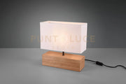 WOODY LAMPADA DA TAVOLO GRANDE BASE LEGNO NATURALE E PARALUME BIANCO L. 30 CM X H. 30CM 1 LUCE ATTACCO E27